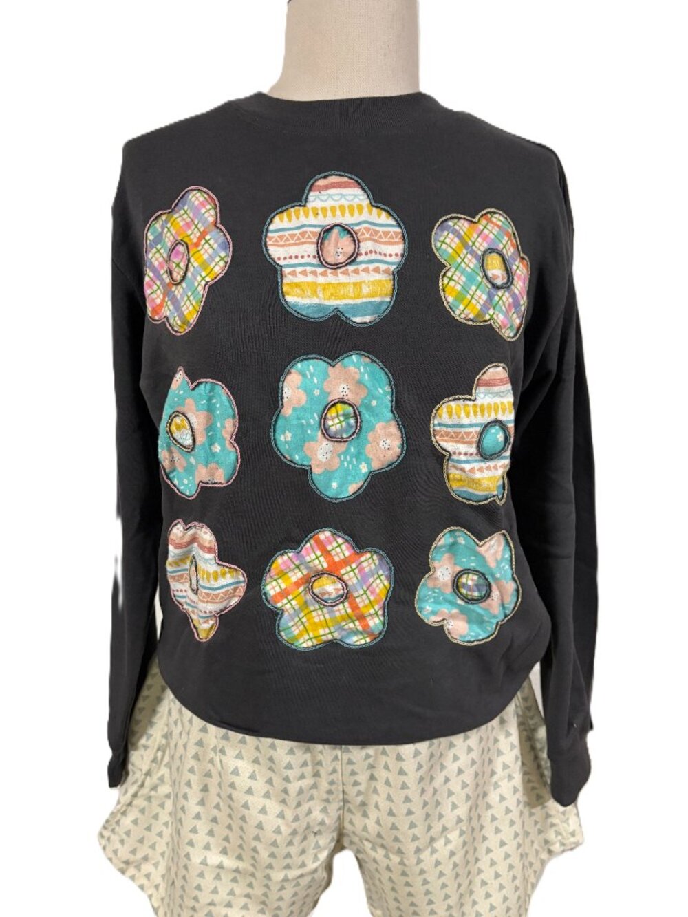 Upcycled | Rustic Cottagecore Floral | Women's Pull-Over Sweatshirt | Size Small